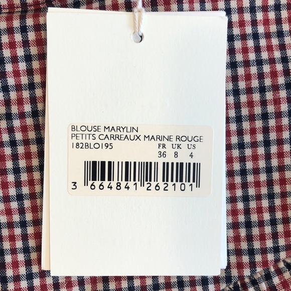 Sezane NWT blue and red gingham check blouse - Picture 5 of 5